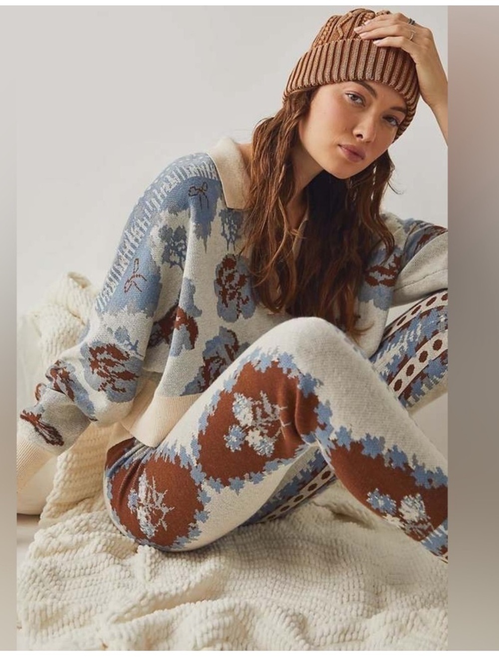 Fuzzy feelings pants and top set  by Free People